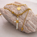 Layered Necklace Style St. Benedict Cross Pendant Mixed Chain Necklace