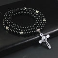 Retro Noble Style Crucifix Black Gallstone Beads Pendant Necklace