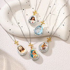 Simple Fashion Style Crystal Jesus Series Pendant Necklace