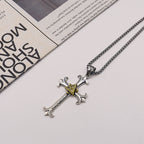 Fashion Sober Style Cross of God's Eye Square Pearl Chain Pendant Necklace