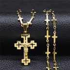 Retro Noble Style Crucifix with Cross Chain Pendant Necklace