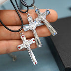 Retro Claasic Style Crucifix with Colorful Gemstone Pendant Necklace
