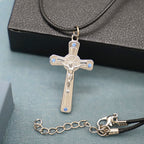 Retro Claasic Style Crucifix with Colorful Gemstone Pendant Necklace