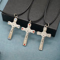 Retro Claasic Style Crucifix with Colorful Gemstone Pendant Necklace
