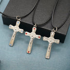 Retro Claasic Style Crucifix with Colorful Gemstone Pendant Necklace