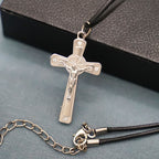 Retro Claasic Style Crucifix with Colorful Gemstone Pendant Necklace