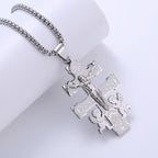 Classic Style Retro Crucifix with Angels Pendant Necklace