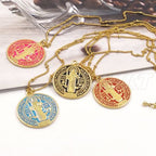 Refined Style St. Benedict Gold Plated Brass Pendant Necklace