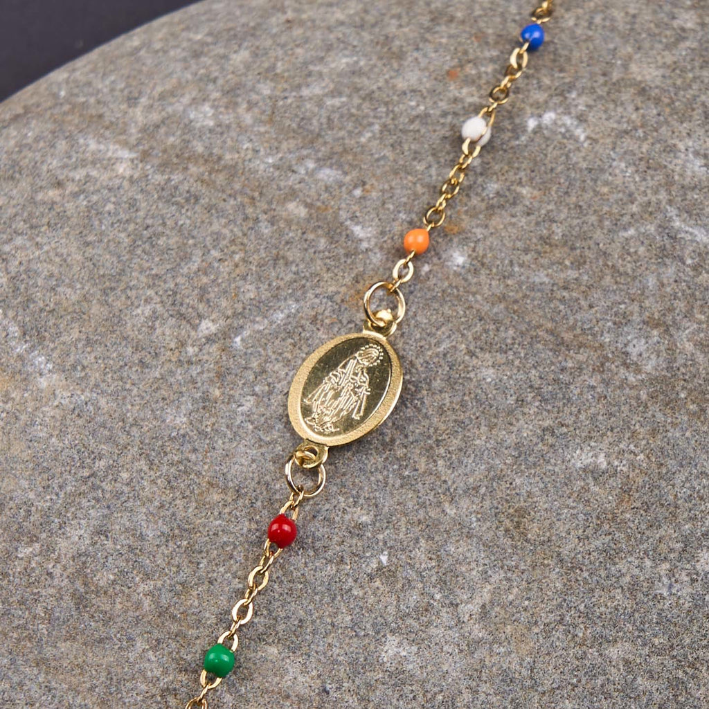 Fresh Elegant Style Colorful Clavicle Chain Necklace with Cross & 5 Medals Options
