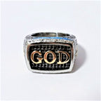 Retro Heavy Style GOD Divine Devotion Pattern Alloy Ring(3 color)
