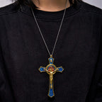 Classic Style Red/Blue Crafted Crucifix Big Size Pendant Necklace(5 color)