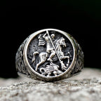 Classic Retro Style St. George Dargon Figurine Alloy Ring