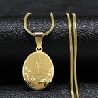 Classic Style Our Lady of Fatima Pendant Crafted Blessing Necklace