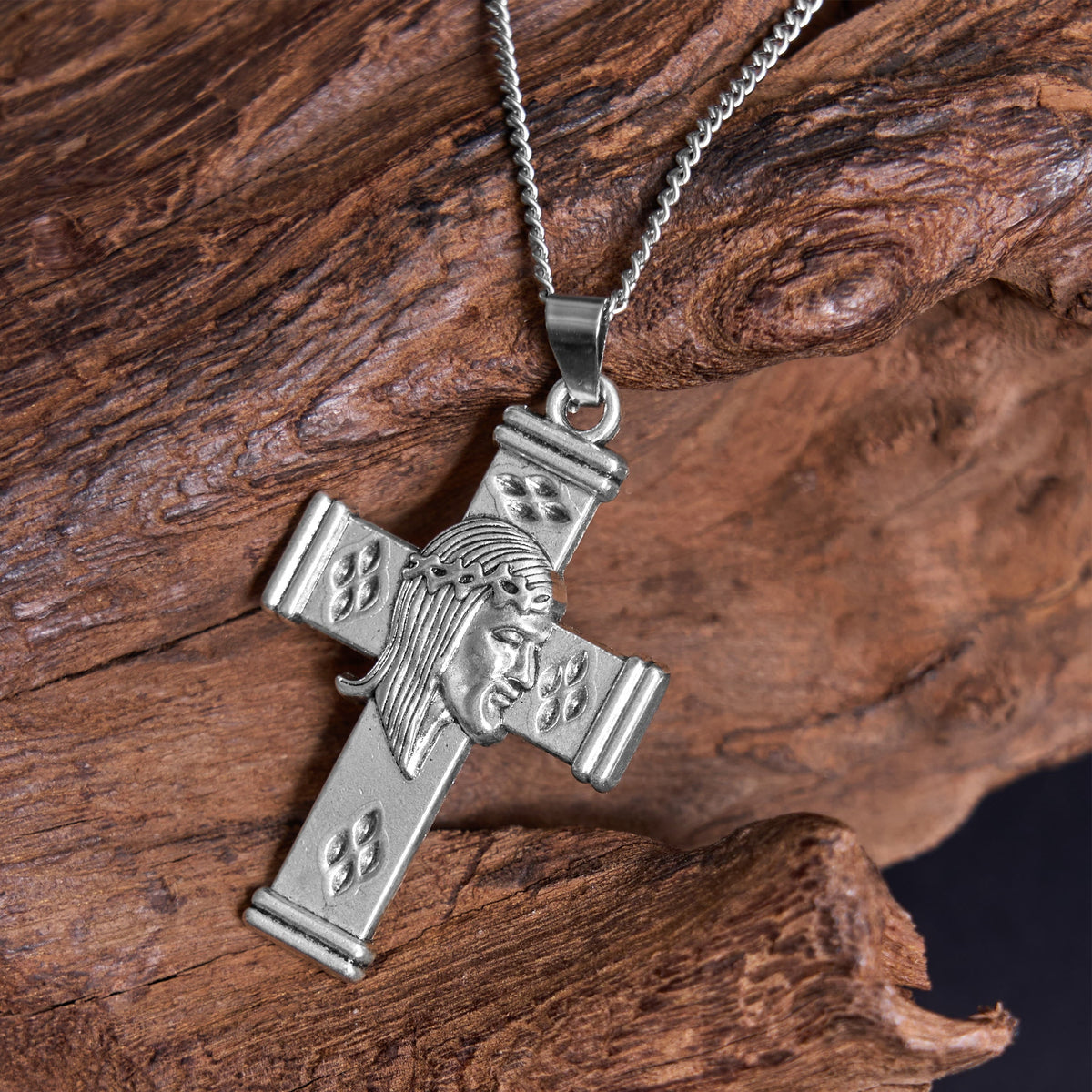 Retro Style Jesus Icon Cross Protection Pendant Necklace