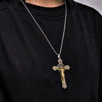 Classic Style St. Benedict Icon Jesus Crucifix Alloy Pendant Necklace