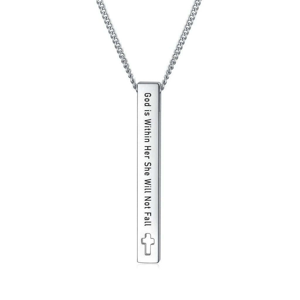 Minimalist Design Style Bible Verse Strength Faith Inspiration Pendant Necklace (8 Verses)
