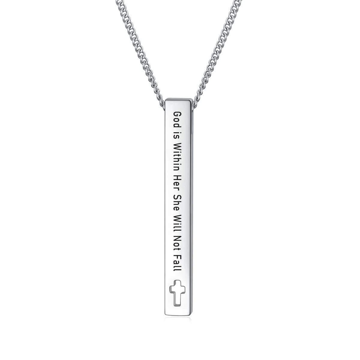 Minimalist Design Style Bible Verse Strength Faith Inspiration Pendant Necklace (8 Verses)