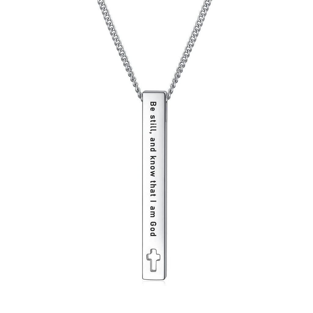 Minimalist Design Style Bible Verse Strength Faith Inspiration Pendant Necklace (8 Verses)