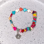 Colorful Bohemia Style Virgin Mary Rose & Cross Turquoise Bracelet