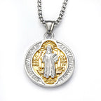 Classic Retro Style Crafted St. Benedict Sacred Protection Pendant Necklace