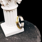 Retro Minimalist Style Two-Tone Cross Blessing Ring