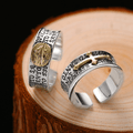 Retro Style Two-tone Gold Miraculous Medal Blessing Mary Alloy Adjustable Ring