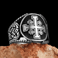 Classic Style Old Craft Jerusalem Cross Symbol Alloy Ring