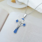 Modern Classic Style Multicolor Crucifix St. Benedict Medal Protection Pendant Necklace(8 colors)