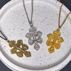 Classic Style 3 Colors Pardon Crucifix Double Sided Engraved Pendant Necklace