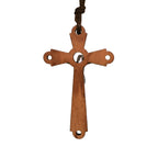 Classic Style Olive Wood Crucifix Devotion Blessed Pendant Necklace