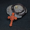 Classic Style Crucifix Sacred Protection Scrollwork Rosewood Pendant Necklace