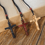 Jesus Crucifix Wooden Necklace