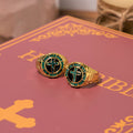 Retro Style Green Gemstones Cross Golden Alloy Ring