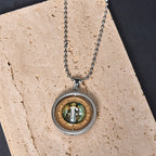Retro Style Jesus St. Benendict Vrigin Mary Icon Rotating Pendant Necklace