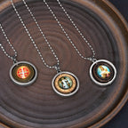 Retro Style Jesus St. Benendict Vrigin Mary Icon Rotating Pendant Necklace