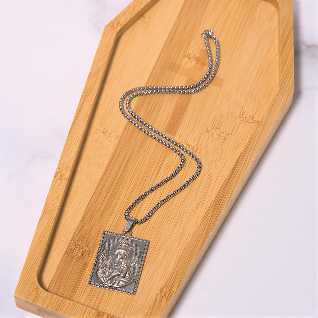 Classic Style Jesus & Mary Madonna and Child Saint Medal Pendant Necklace