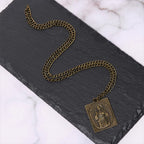 European Style Classical Bronze Sculptured Sacred Heart Cross Necklace