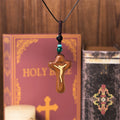 Minimalist Style Sandalwood & Boxwood Jesus Cross Amulet Pendant Keychain/Necklace