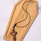Minimalist Style Sandalwood & Boxwood Jesus Cross Amulet Pendant Keychain/Necklace