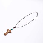 Minimalist Style Sandalwood & Boxwood Jesus Cross Amulet Pendant Keychain/Necklace
