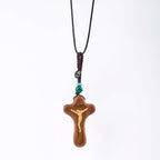 Minimalist Style Sandalwood & Boxwood Jesus Cross Amulet Pendant Keychain/Necklace