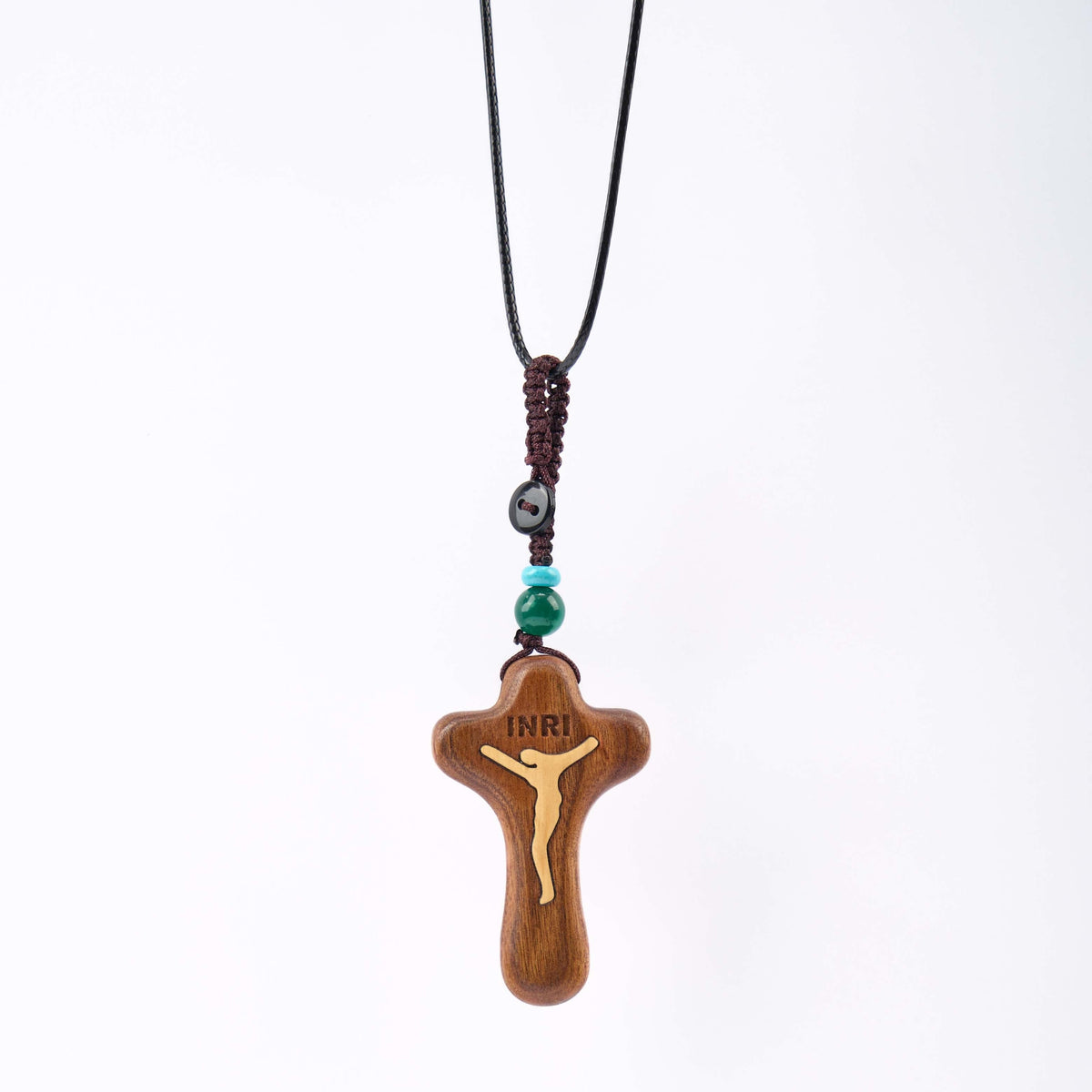 Minimalist Style Sandalwood & Boxwood Jesus Cross Amulet Pendant Keychain/Necklace