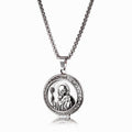 Classic Style St. Benedict Engraved Two Sided Locket Pendant Necklace