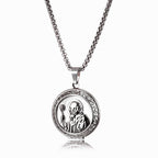 Classic Style St. Benedict Engraved Two Sided Locket Pendant Necklace
