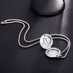 Classic Style St. Benedict Engraved Two Sided Locket Pendant Necklace