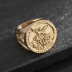 Classic Style Michael The Archangel Protect Us Devine Faith Ring