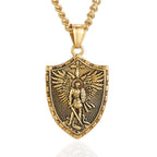 Modern Style Michael The Archangel Shield Devine Guardian Pendant Necklace