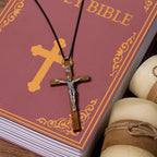 Classic Style Wooden Craft Alloy Crucifix Faith Pendant Necklace