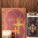 Classic Style Multicolor Craft Alloy Crucifix Faith Pendant Necklace