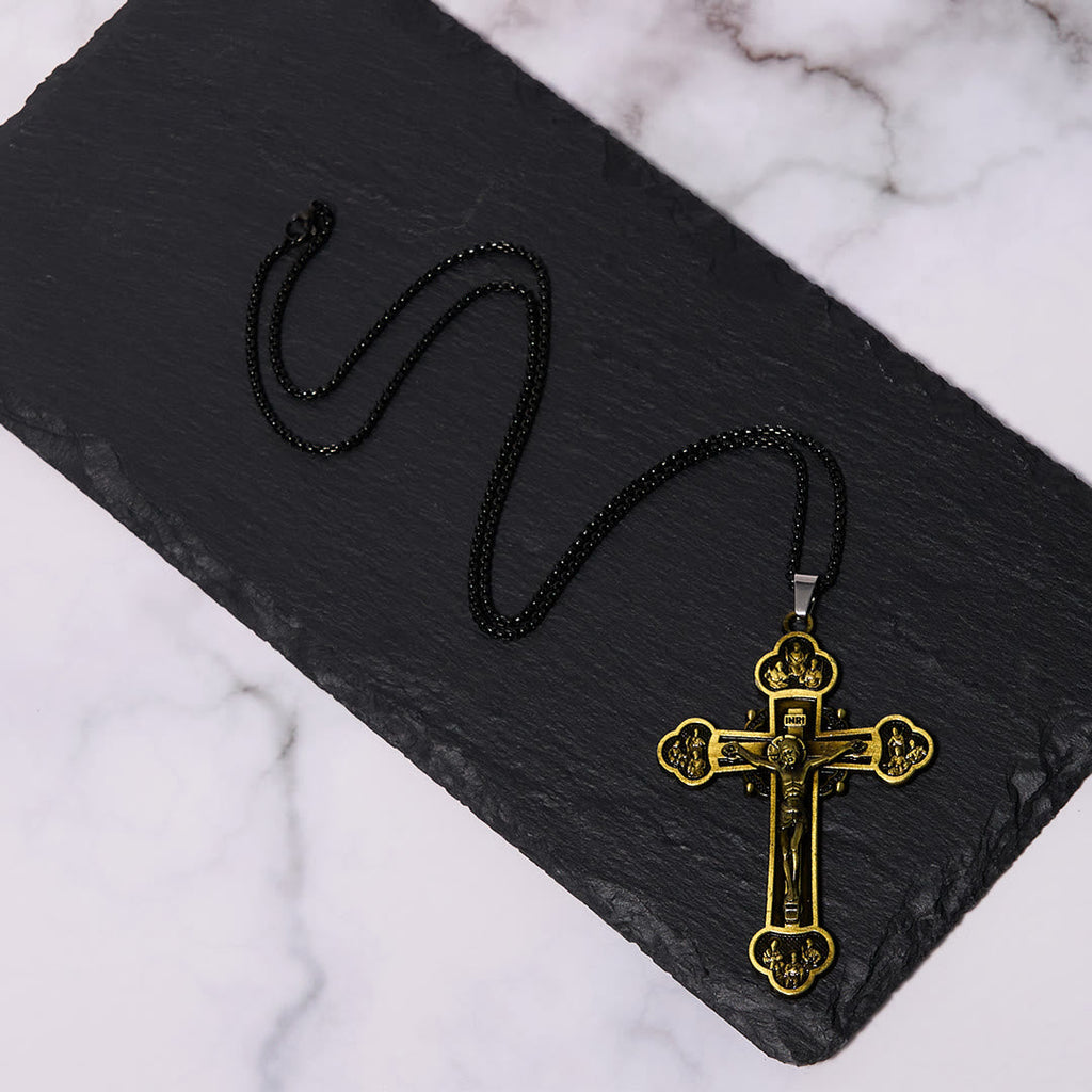 Classic Style Multicolor Craft Alloy Crucifix Faith Pendant Necklace
